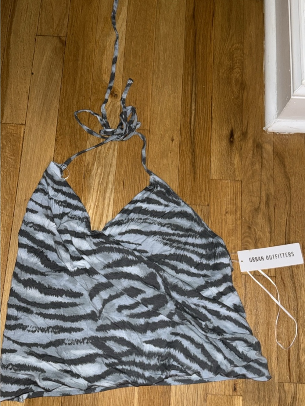 NWT Urban Outfitters Black and Gray Zebra Halter Cami